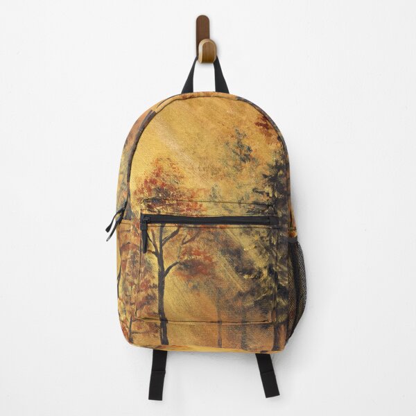 Item preview, nature fall autumn landscape orange trees sunlight fog moody misty forest designed and sold by LEILA ART SPACE.