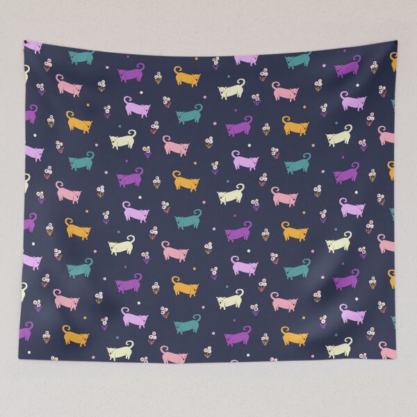 Item preview, smiley dogs on dark blue  designed and sold by inkbearblue.