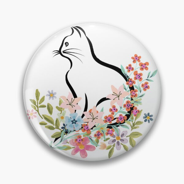 Item preview, cat with flowers designed and sold by shellle in the ocean.