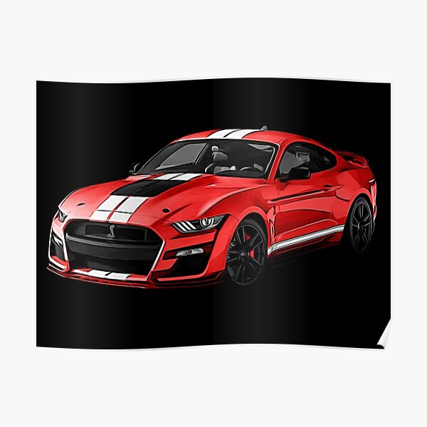 "Red 2020 Shelby GT 500" Poster for Sale by CarMad | Redbubble