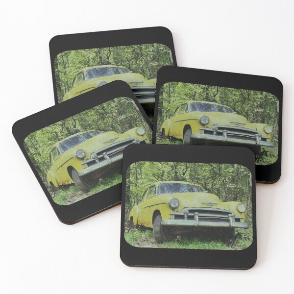 Item preview, yellow classic car in woods designed and sold by bewareofpossum.