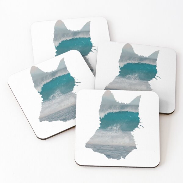 Item preview, Blue Ocean Waves Crashing on Shore Cat designed and sold by kryative.