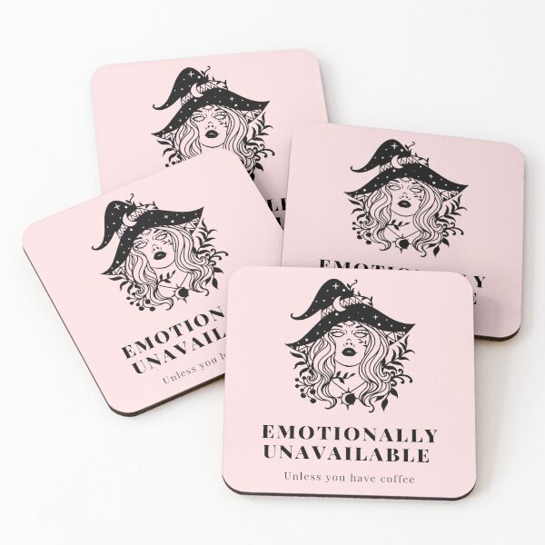Item preview, Emotionally Unavailable - Unless you have coffee - Pink Witch designed and sold by AxiomDragon.
