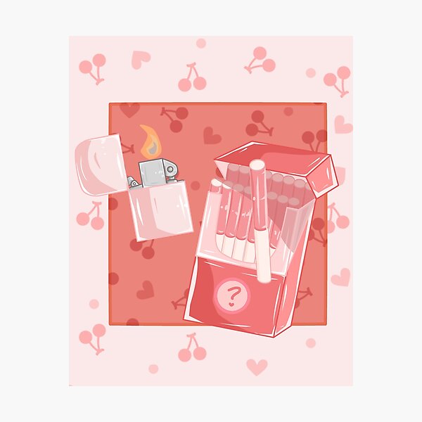Loveboro cigarette packs pattern / girly stickers / pink grid Art Print by  InnaPoka