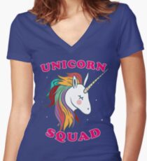 Nette Einhorngruppe Tailliertes T-Shirt mit V-Ausschnitt