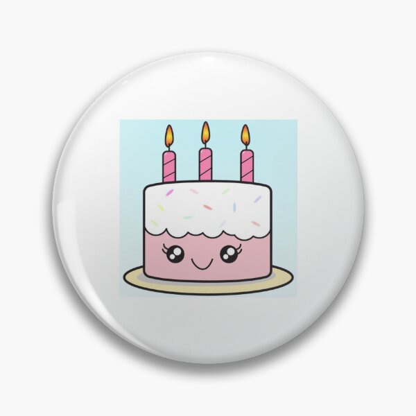 Item preview, Kawaii Birthday Cake With Adorable Eyes Pink Frosting designed and sold by CreativeCranium.