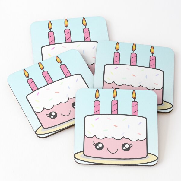 Item preview, Kawaii Birthday Cake With Adorable Eyes Pink Frosting designed and sold by CreativeCranium.
