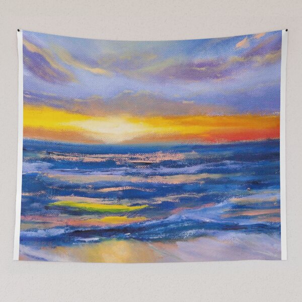 Item preview, Painting Sunset Wave -Oil painting style artwork- beautiful design - decoration for your house and gift for mummy designed and sold by THASSON.