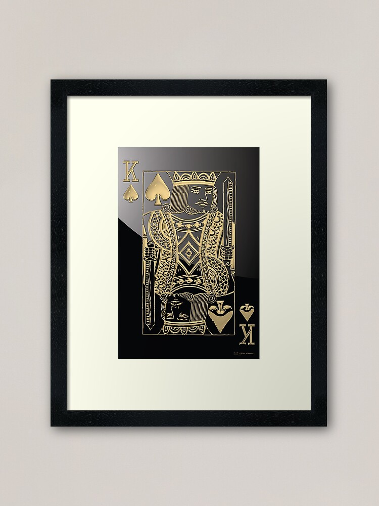 King of Spades in Gold over Black Canvas Print