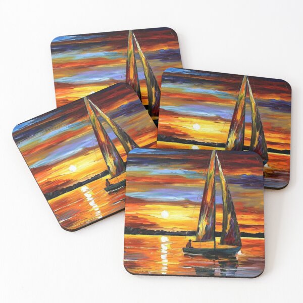 Item preview, Painting sailing boat in Sunset Wave -Oil painting style artwork- beautiful design - decoration for your house and gift for mummy designed and sold by THASSON.