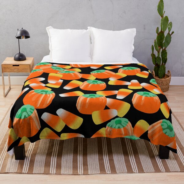 Item preview, Candy Corn and Candy Pumpkins Tile (Black) designed and sold by Zia Frazier.