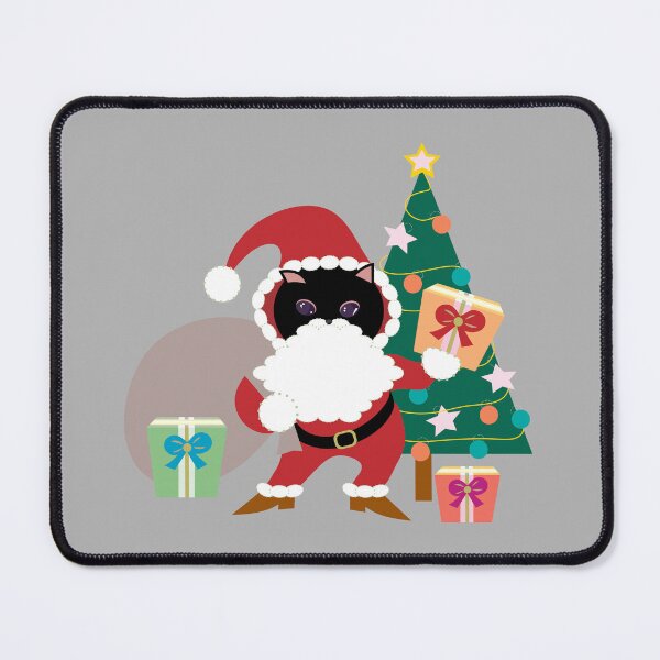 Item preview, Merry Christmas Black Cat Santa and Xmas Tree designed and sold by Mimi Huang.