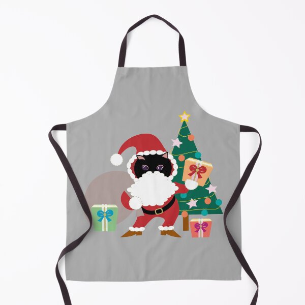 Item preview, Merry Christmas Black Cat Santa and Xmas Tree designed and sold by Mimi Huang.