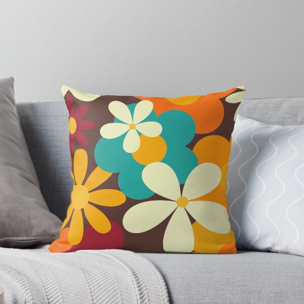Item preview, Retro 70s Classic Colors Flower Power Seamless Repeat Pattern Print designed and sold by ClaudiaFlores.