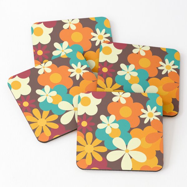 Aperçu de l'œuvre Rétro des années 70 couleurs classiques Flower Power impression de motif de répétition sans couture créée et vendue par ClaudiaFlores.
