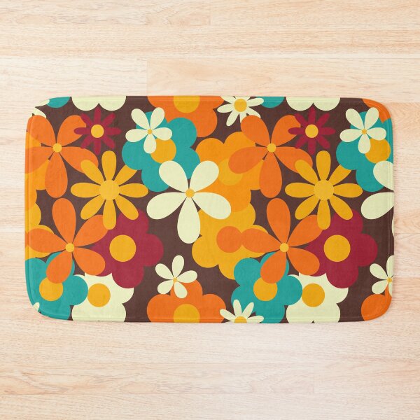 Item preview, Retro 70s Classic Colors Flower Power Seamless Repeat Pattern Print designed and sold by ClaudiaFlores.