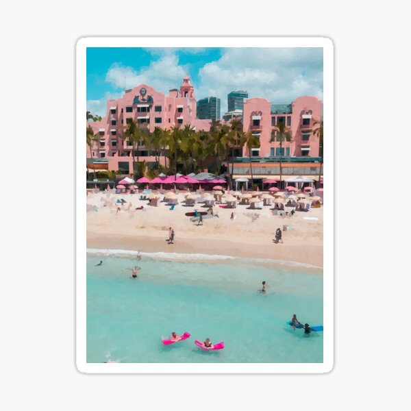 Aperçu de l'œuvre Hôtel de plage hawaïen - Style aquarelle créée et vendue par WWWC2288.