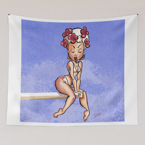 Item preview, Cartoon Pinup in Bikini on Diving Board designed and sold by cartoonpinups.