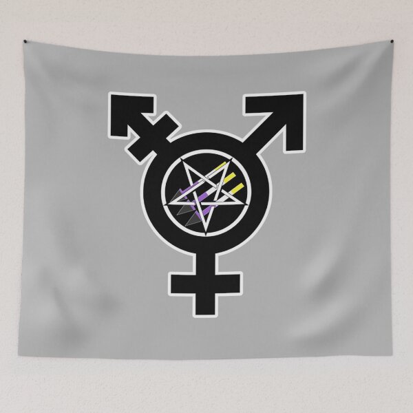 Item preview, Satanic Antifascism - Nonbinary Pride (Age of Sin variant)   designed and sold by fhateoff.