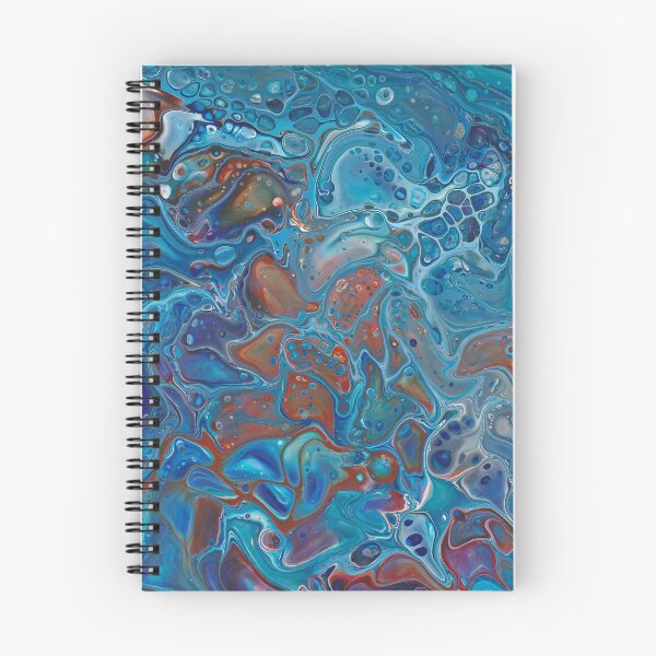 Item preview, Paint pouring blue rust sienna mixed media designed and sold by kittyvdheuvel.