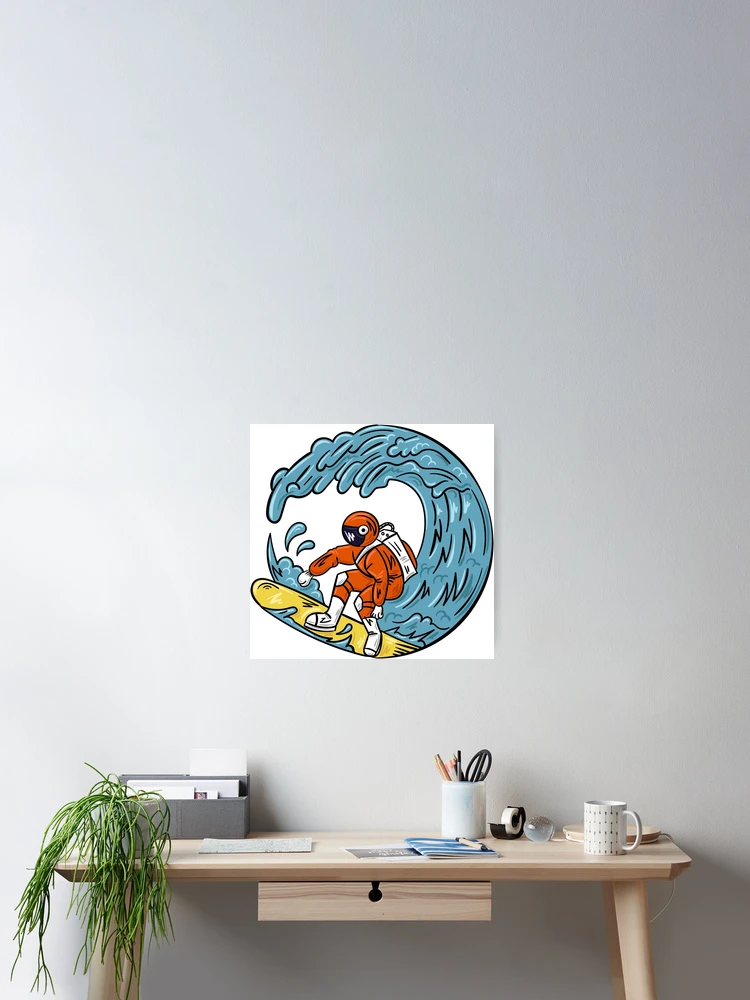 Thumbnail 2 of 3, Poster, Surfing Astronaut designed and sold by Ravian Reva.