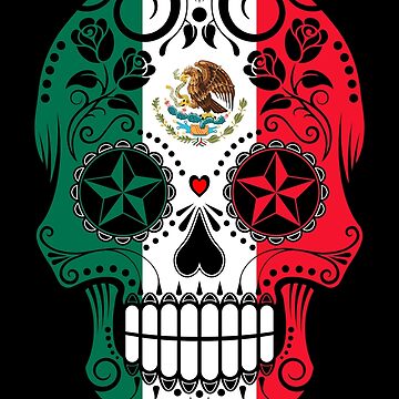 Artwork thumbnail, Sugar Skull with Roses and Flag of Mexico by JeffBartels