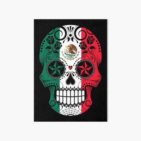 Mexican Flag Skull Art Board Prints for Sale