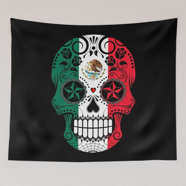 Item preview, Sugar Skull with Roses and Flag of Mexico designed and sold by JeffBartels.