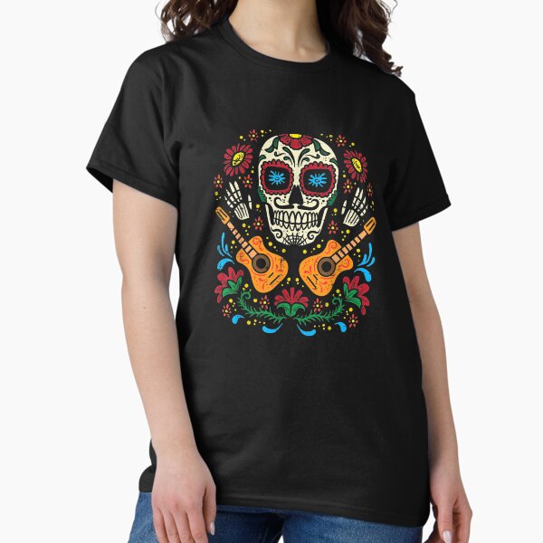 Item preview, Sugar Skull Flowers Guitar Dia De Muertos Mexican Halloween designed and sold by Leohun.
