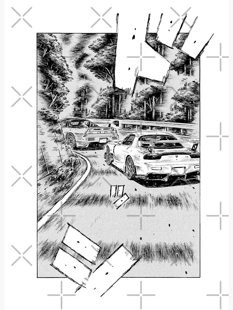 Initial D Manga Panel AE86 VS RX7 Art Board Print for Sale by