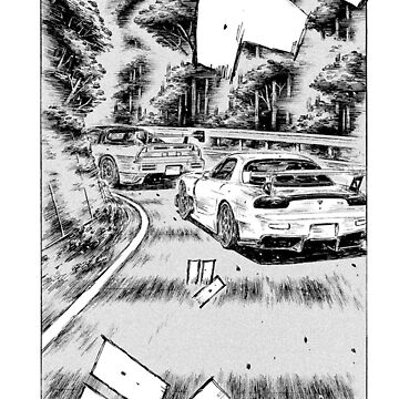 Initial D Manga Panel AE86 VS RX7 Art Board Print for Sale by