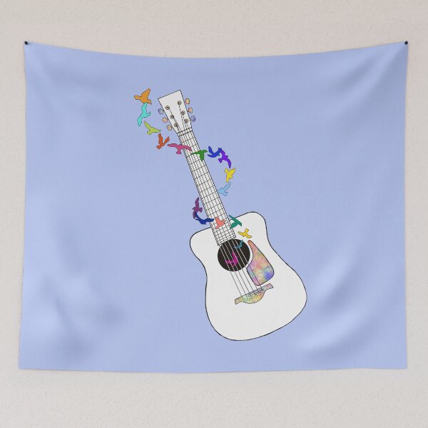 Item preview, Acoustic Guitar Rainbow Birds designed and sold by Lenaartist.
