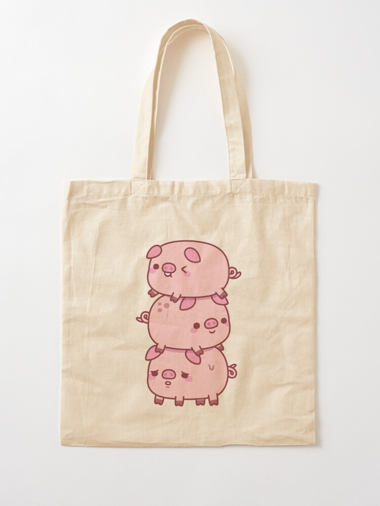 Cute Three Little Pigs Stacked Together Funny | Tote Bag
