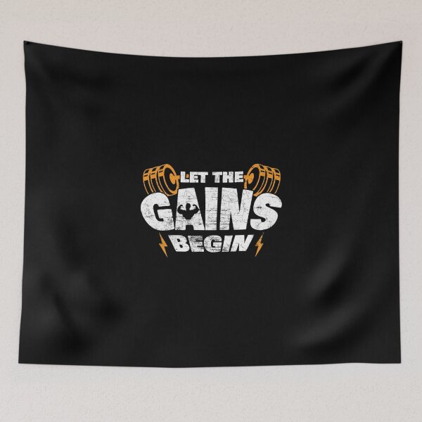 Item preview, Let The Gains Begin Muscle Work Out Weightlifting Funny Workout Weights Gift Ideas For Fitnes designed and sold by gusplawn5.