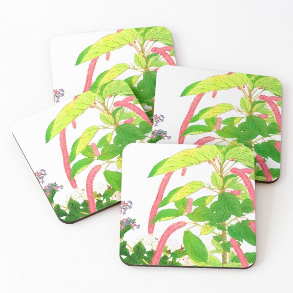 Item preview, Japanese Woodblock Painting Of Vintage heliotrope & Acalypha Flower  designed and sold by Tamas Das.