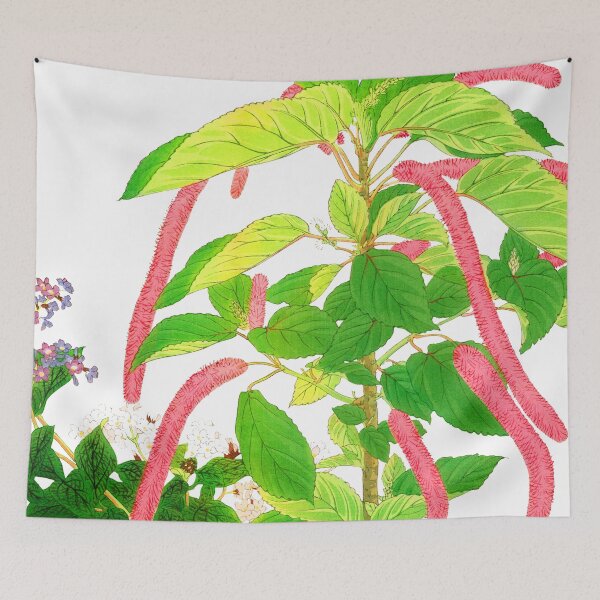 Item preview, Japanese Woodblock Painting Of Vintage heliotrope & Acalypha Flower  designed and sold by Tamas Das.