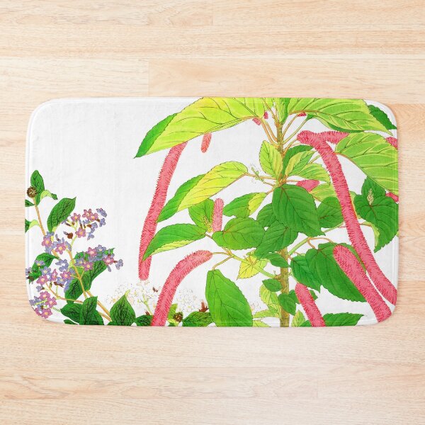 Item preview, Japanese Woodblock Painting Of Vintage heliotrope & Acalypha Flower  designed and sold by Tamas Das.