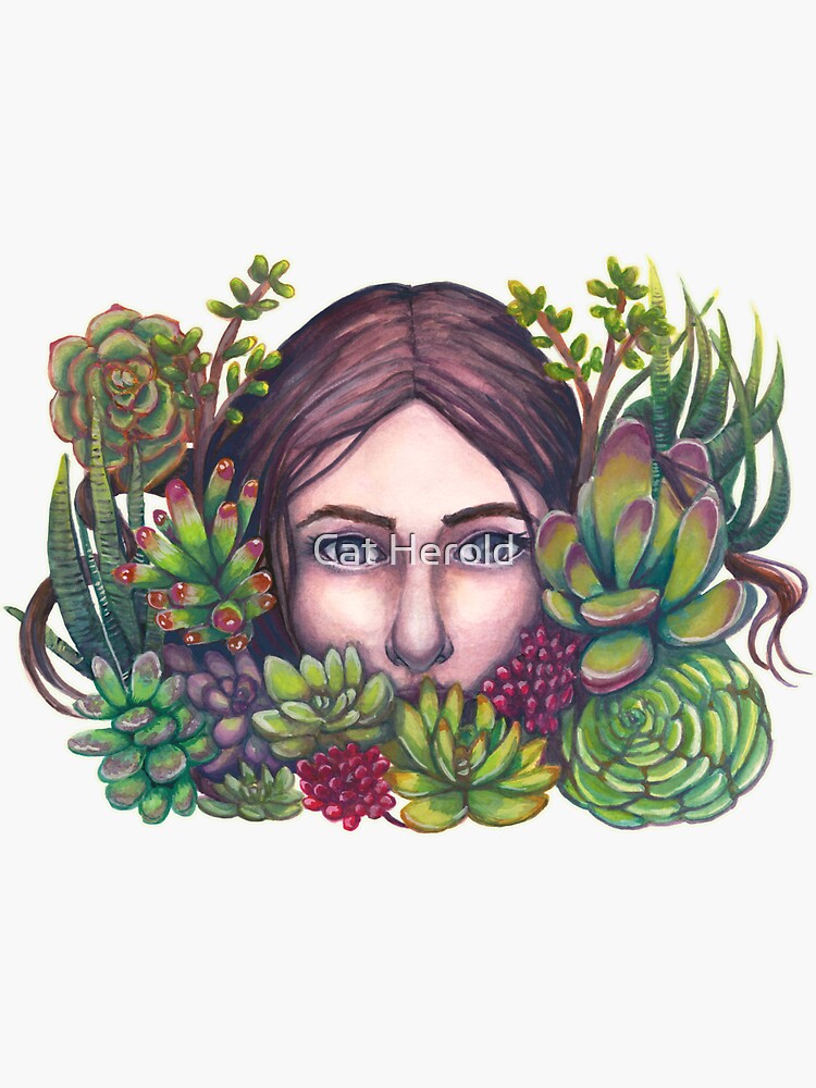 Secret Garden Succulent Portrait Painting by catherold