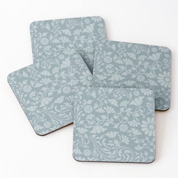 Item preview, Floral pattern retro blue grey designed and sold by PicturePatty.