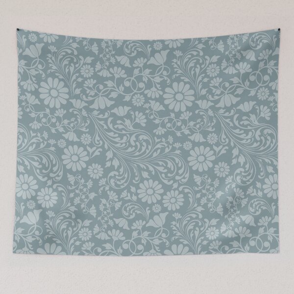 Item preview, Floral pattern retro blue grey designed and sold by PicturePatty.