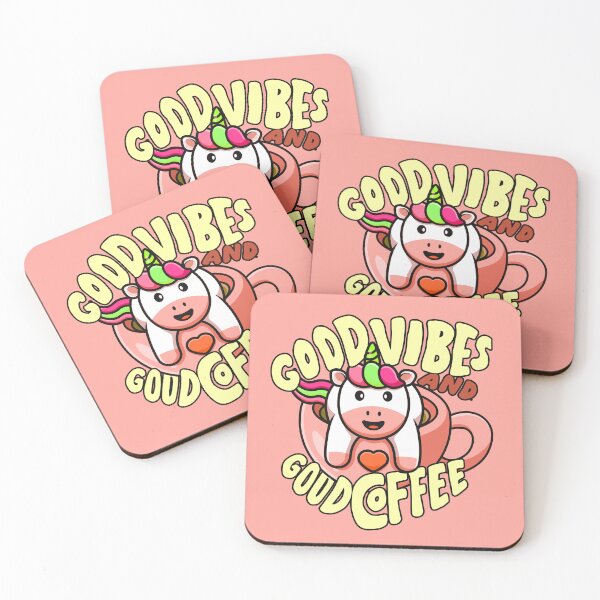 Item preview, Good Vibes and Good Coffee Kawaii Unicorn on a Cup designed and sold by Yellow Coffee.