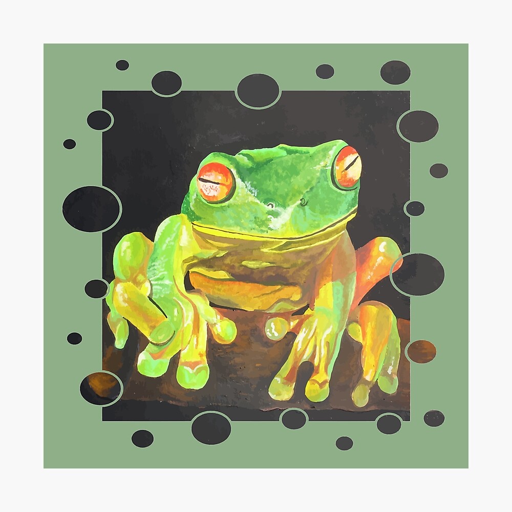 Green Frog Animal Red Eyes T-shirt Design Vector Download