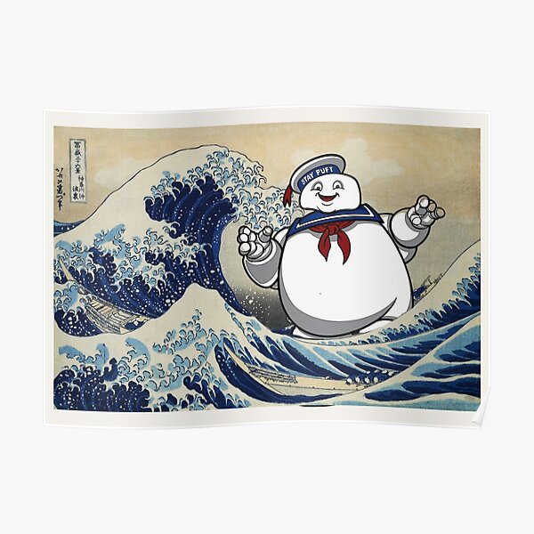 "Stay Puft Marshmallow Man in the Great Wave off Kanagawa" Poster for