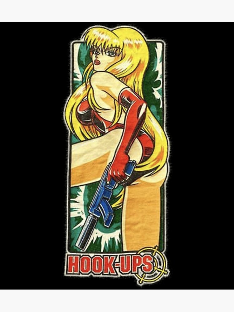 Vintage Anime Girl Hook Ups Skate Brand Cartoon Hookups Hook-Ups Sexy  Animated Gun Sticker | Poster