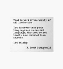 The beauty of all literature - F Scott Fitzgerald Art Board