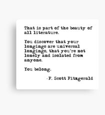 Lienzo La belleza de toda la literatura - F Scott Fitzgerald