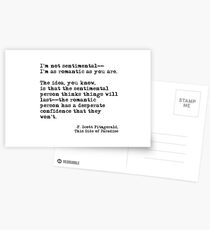 The romantic person - F Scott Fitzgerald Postcards