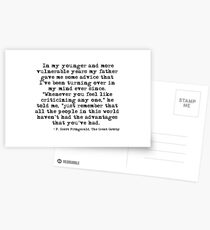 In my younger and more vulnerable years - F Scott Fitzgerald Postcards