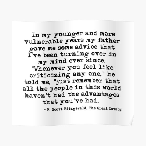 In my younger and more vulnerable years - F Scott Fitzgerald Poster