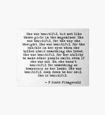 She was beautiful - F Scott Fitzgerald Art Board Print